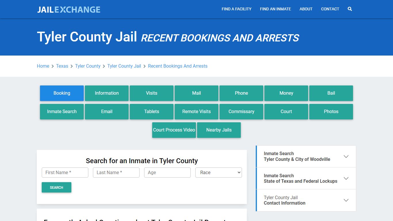 Tyler County Jail TX Recent Arrests and Bookings - Jail Exchange